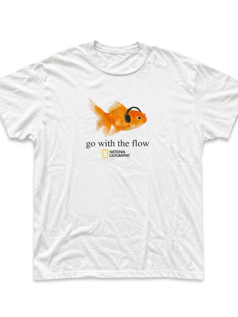 National Geographic White Tee with Orange Goldfish Graphic